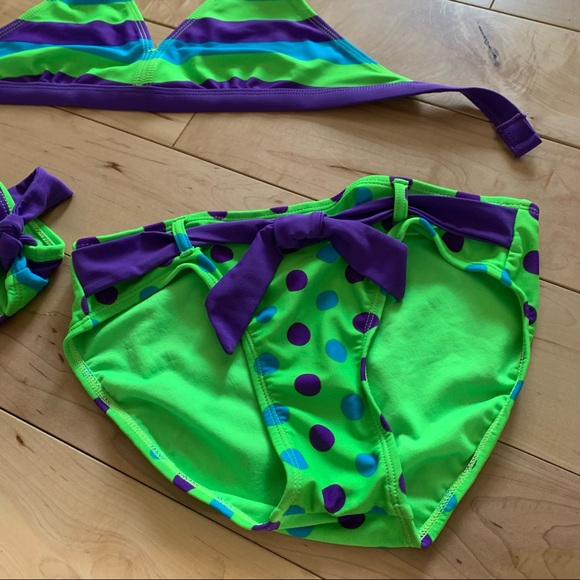 Justice 3 piece Bikini Bathing Suit Set 🌸 Size 12 - Picture 7 of 16